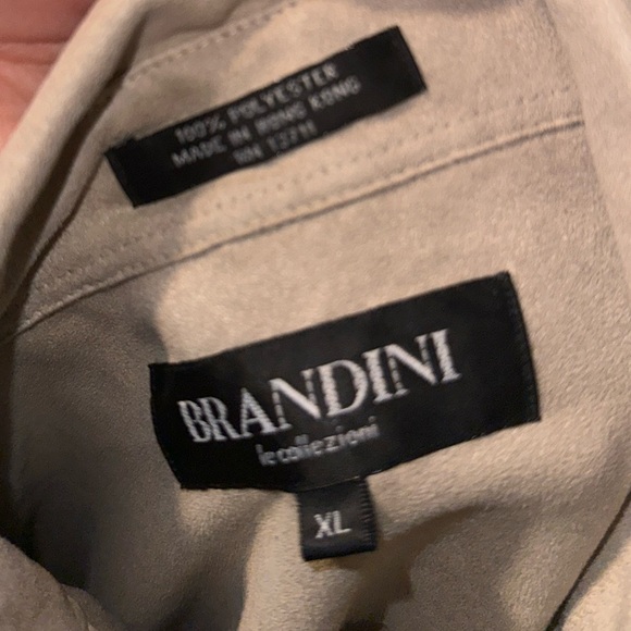 Brandini Mole Skin Tan Button Down Shirt sz XL - Picture 3 of 3